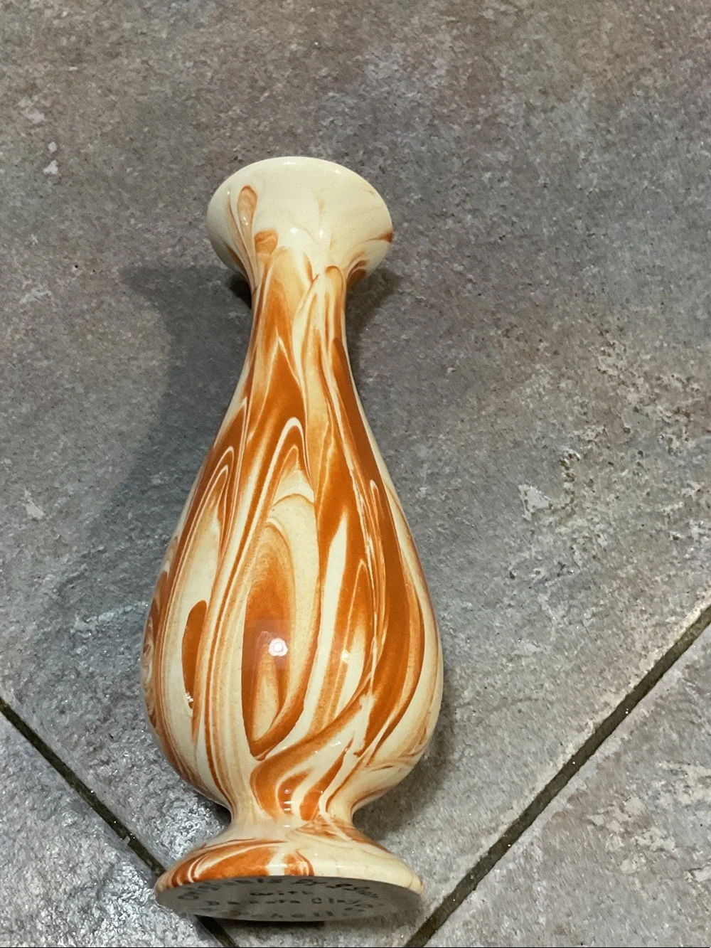 Marble Swirl Ceramic Bud Vase - Brown and Cream